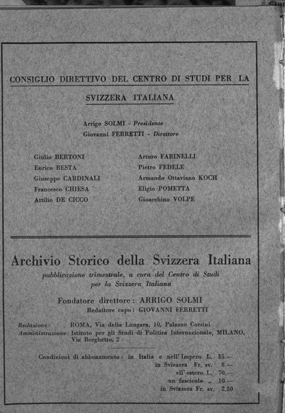 Archivio storico della Svizzera italiana pubblicazione trimestrale