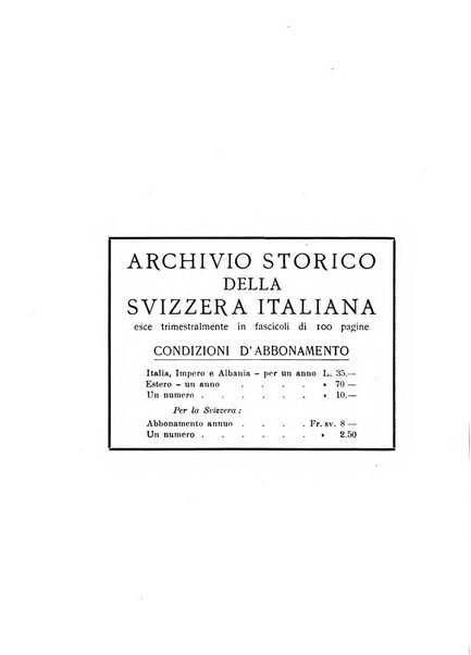 Archivio storico della Svizzera italiana pubblicazione trimestrale