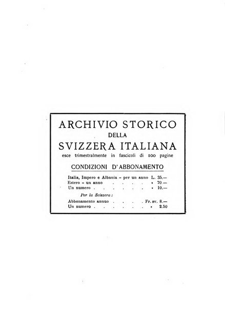 Archivio storico della Svizzera italiana pubblicazione trimestrale