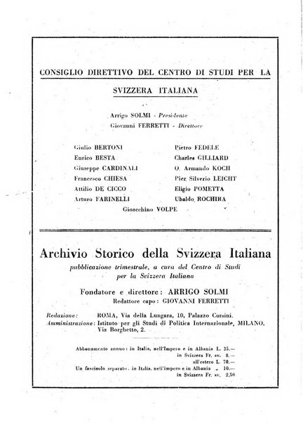 Archivio storico della Svizzera italiana pubblicazione trimestrale