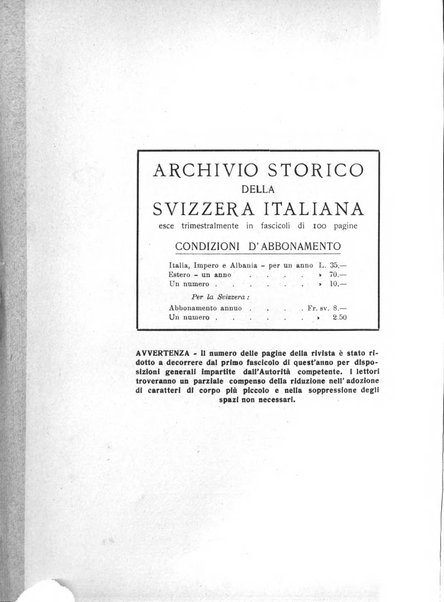 Archivio storico della Svizzera italiana pubblicazione trimestrale