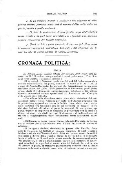 Vita italiana rassegna mensile di politica interna, estera, coloniale e di emigrazione