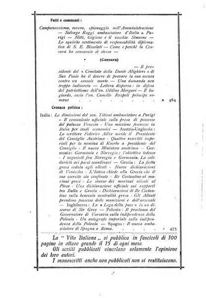 Vita italiana rassegna mensile di politica interna, estera, coloniale e di emigrazione