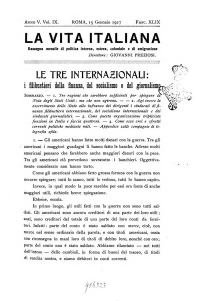 Vita italiana rassegna mensile di politica interna, estera, coloniale e di emigrazione