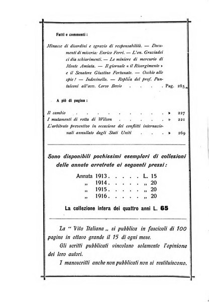 Vita italiana rassegna mensile di politica interna, estera, coloniale e di emigrazione