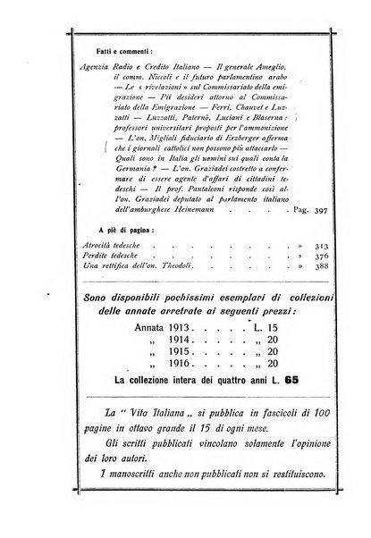 Vita italiana rassegna mensile di politica interna, estera, coloniale e di emigrazione