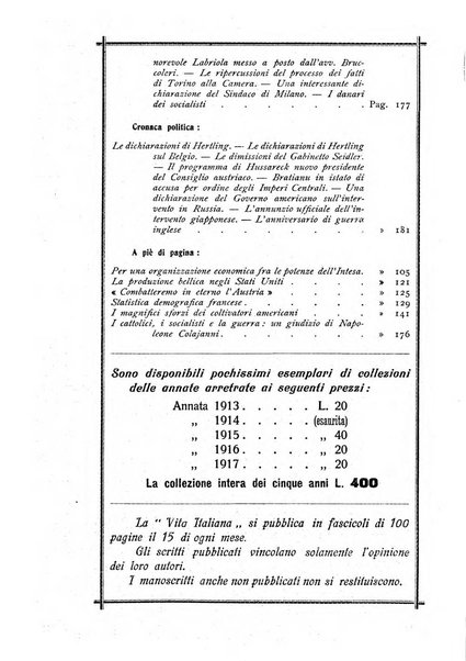 Vita italiana rassegna mensile di politica interna, estera, coloniale e di emigrazione