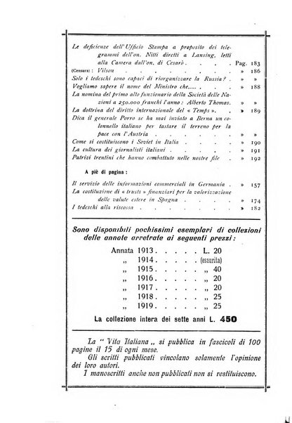 Vita italiana rassegna mensile di politica interna, estera, coloniale e di emigrazione