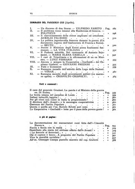 Vita italiana rassegna mensile di politica interna, estera, coloniale e di emigrazione