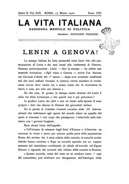 Vita italiana rassegna mensile di politica interna, estera, coloniale e di emigrazione