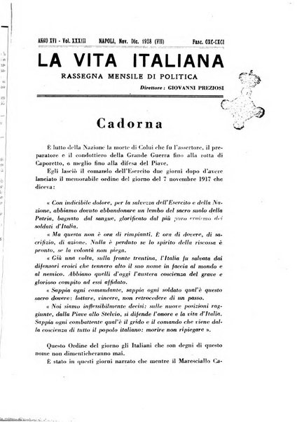 Vita italiana rassegna mensile di politica interna, estera, coloniale e di emigrazione