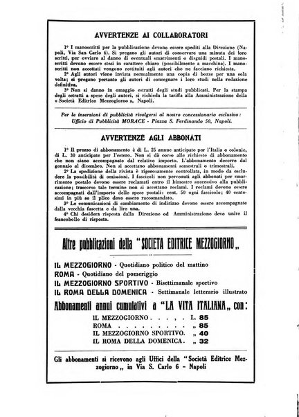 Vita italiana rassegna mensile di politica interna, estera, coloniale e di emigrazione