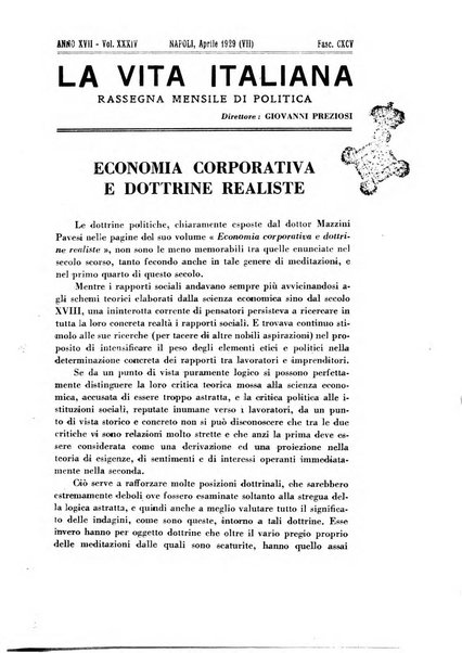 Vita italiana rassegna mensile di politica interna, estera, coloniale e di emigrazione