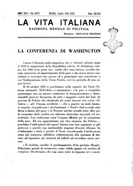 Vita italiana rassegna mensile di politica interna, estera, coloniale e di emigrazione