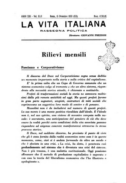 Vita italiana rassegna mensile di politica interna, estera, coloniale e di emigrazione