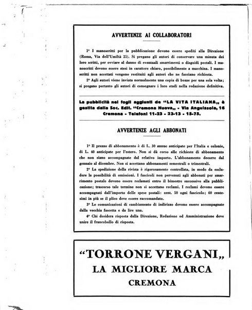 Vita italiana rassegna mensile di politica interna, estera, coloniale e di emigrazione