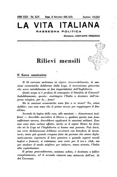 Vita italiana rassegna mensile di politica interna, estera, coloniale e di emigrazione