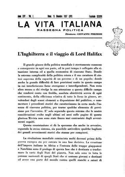 Vita italiana rassegna mensile di politica interna, estera, coloniale e di emigrazione