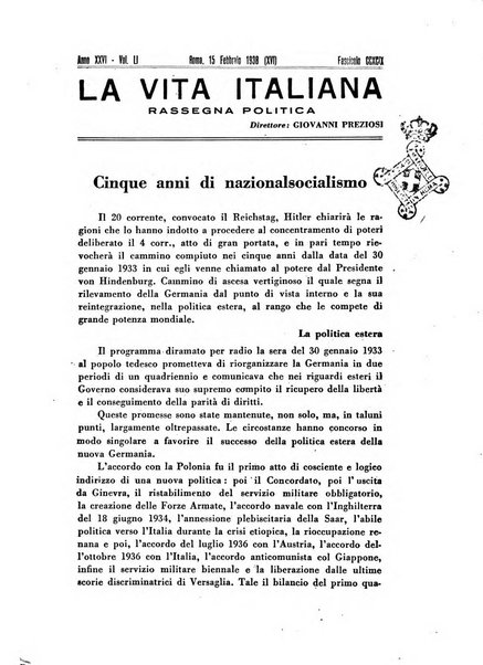 Vita italiana rassegna mensile di politica interna, estera, coloniale e di emigrazione