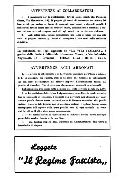 Vita italiana rassegna mensile di politica interna, estera, coloniale e di emigrazione