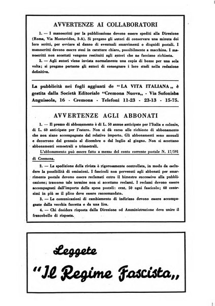 Vita italiana rassegna mensile di politica interna, estera, coloniale e di emigrazione