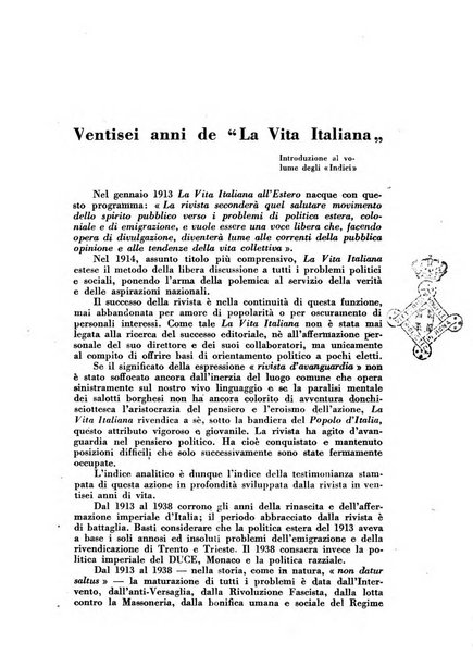 Vita italiana rassegna mensile di politica interna, estera, coloniale e di emigrazione