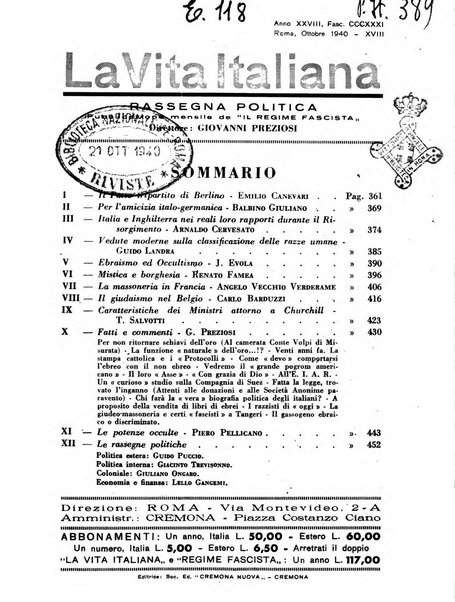 Vita italiana rassegna mensile di politica interna, estera, coloniale e di emigrazione