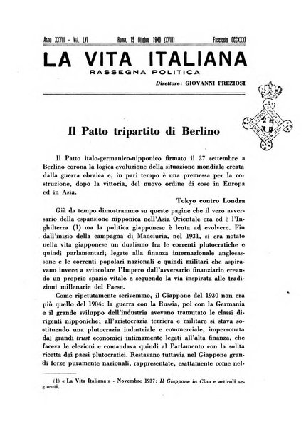 Vita italiana rassegna mensile di politica interna, estera, coloniale e di emigrazione