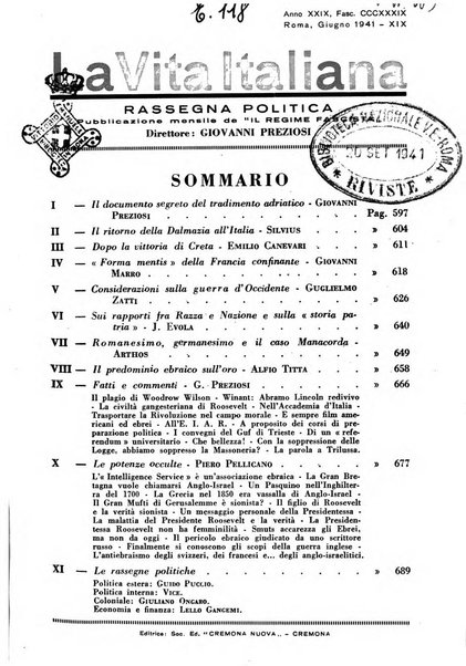 Vita italiana rassegna mensile di politica interna, estera, coloniale e di emigrazione