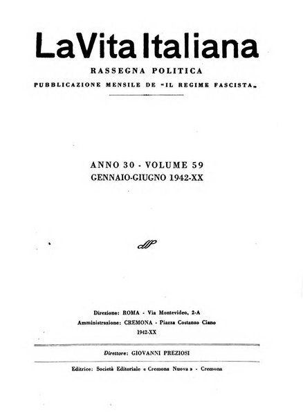 Vita italiana rassegna mensile di politica interna, estera, coloniale e di emigrazione