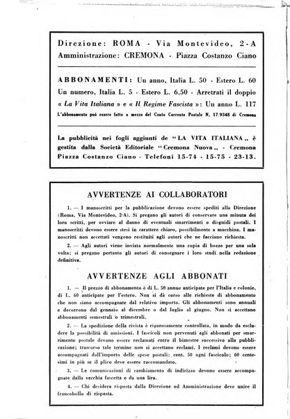 Vita italiana rassegna mensile di politica interna, estera, coloniale e di emigrazione