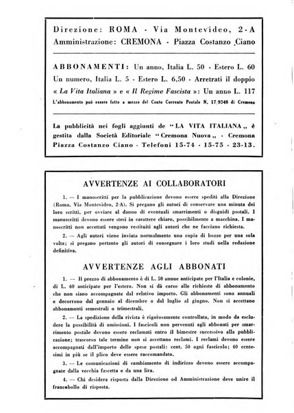 Vita italiana rassegna mensile di politica interna, estera, coloniale e di emigrazione