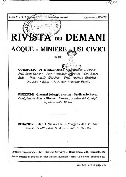 Rivista dei demani, acque, miniere, usi civici