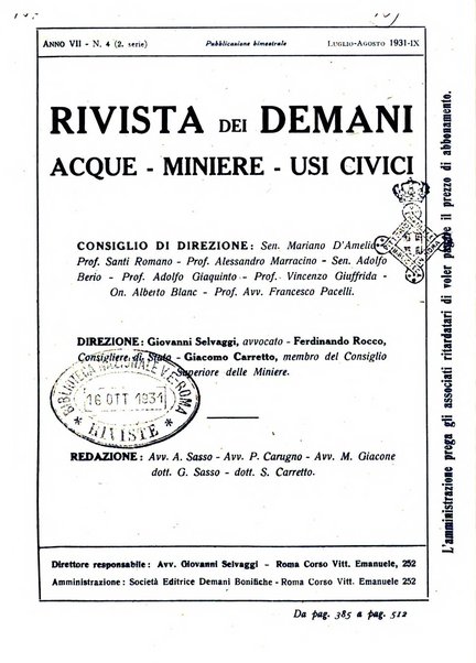 Rivista dei demani, acque, miniere, usi civici