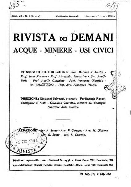 Rivista dei demani, acque, miniere, usi civici