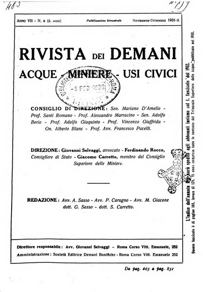 Rivista dei demani, acque, miniere, usi civici