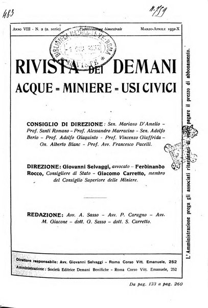 Rivista dei demani, acque, miniere, usi civici