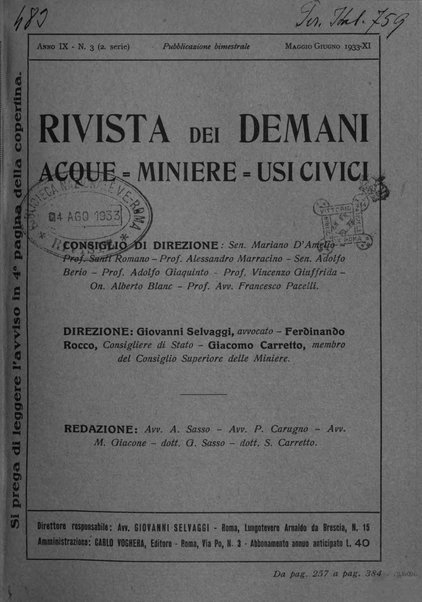 Rivista dei demani, acque, miniere, usi civici