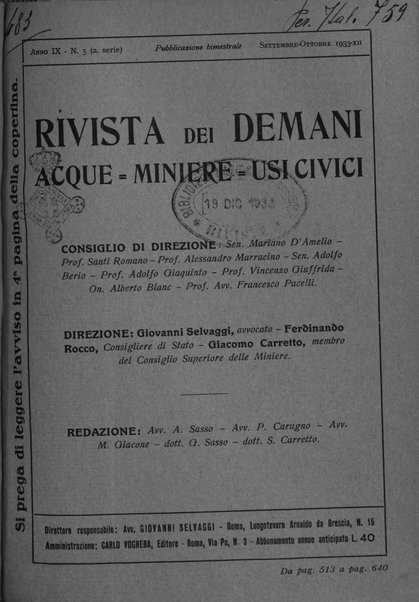 Rivista dei demani, acque, miniere, usi civici