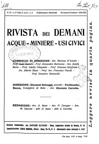 Rivista dei demani, acque, miniere, usi civici