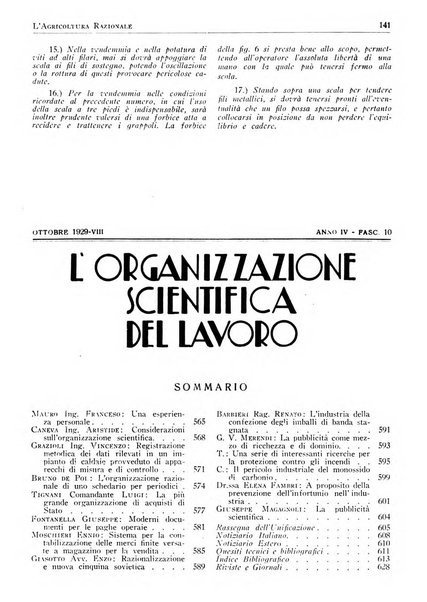 L'agricoltura razionale rivista dell'Ente nazionale italiano per l'organizzazione scientifica del lavoro