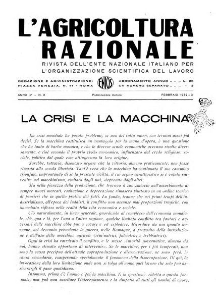 L'agricoltura razionale rivista dell'Ente nazionale italiano per l'organizzazione scientifica del lavoro