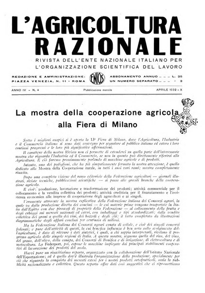 L'agricoltura razionale rivista dell'Ente nazionale italiano per l'organizzazione scientifica del lavoro