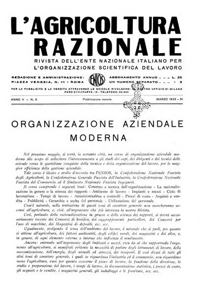 L'agricoltura razionale rivista dell'Ente nazionale italiano per l'organizzazione scientifica del lavoro