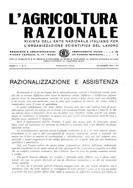 L'agricoltura razionale rivista dell'Ente nazionale italiano per l'organizzazione scientifica del lavoro