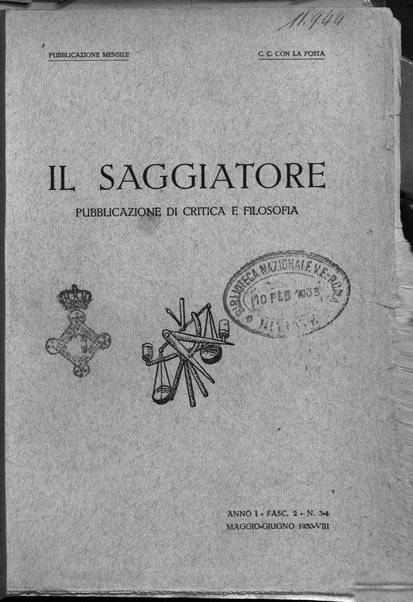 Il saggiatore pubblicazione di critica e di filosofia