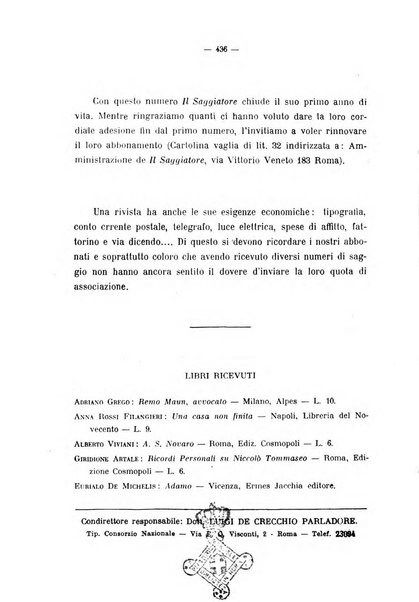 Il saggiatore pubblicazione di critica e di filosofia