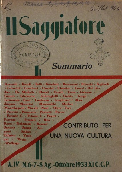 Il saggiatore pubblicazione di critica e di filosofia