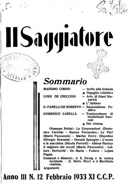 Il saggiatore pubblicazione di critica e di filosofia