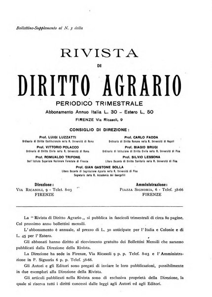 Rivista di diritto agrario organo dell'Osservatorio italiano di diritto agrario